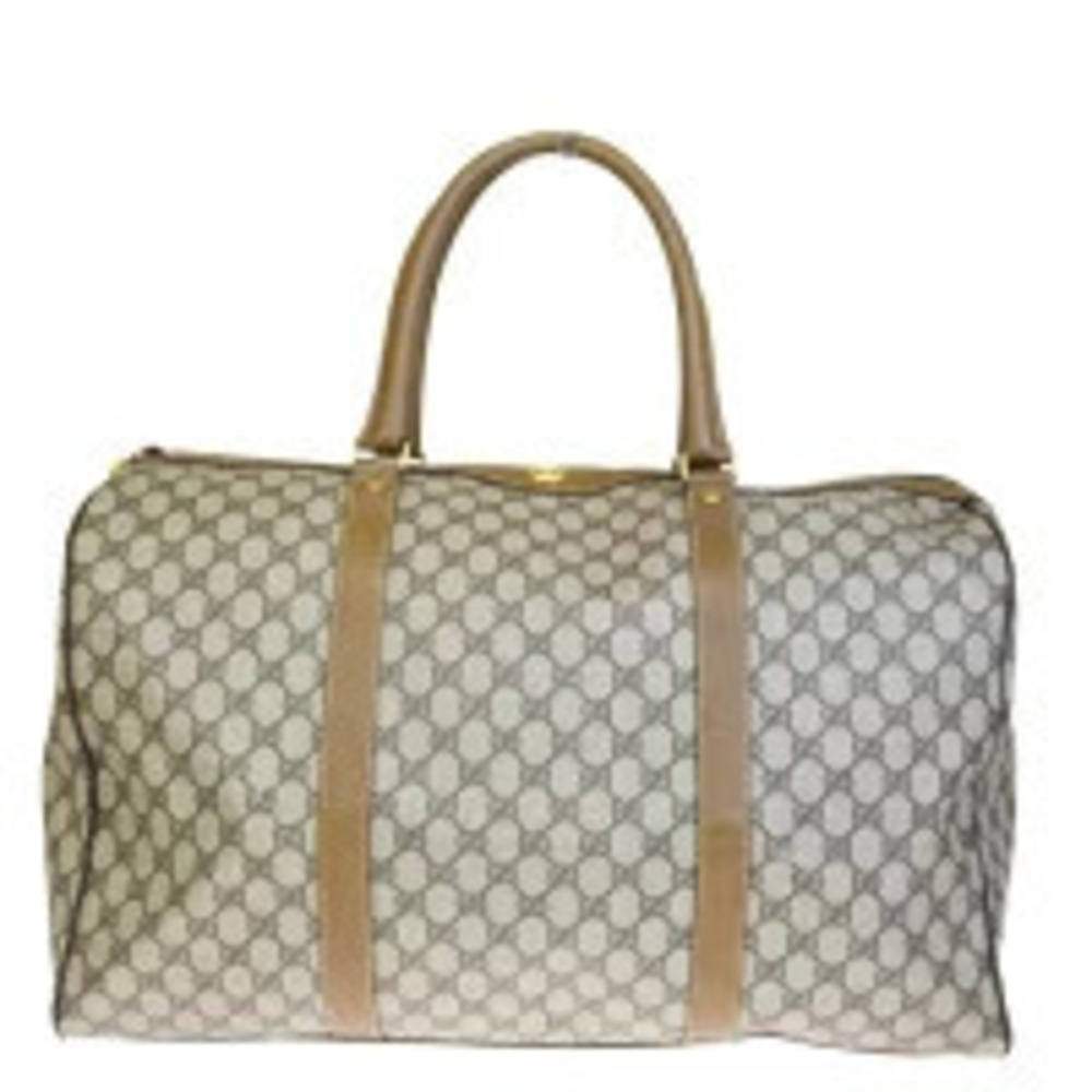 Gucci Boston Bag Handbag Travel GG Interlocking Brown Leather